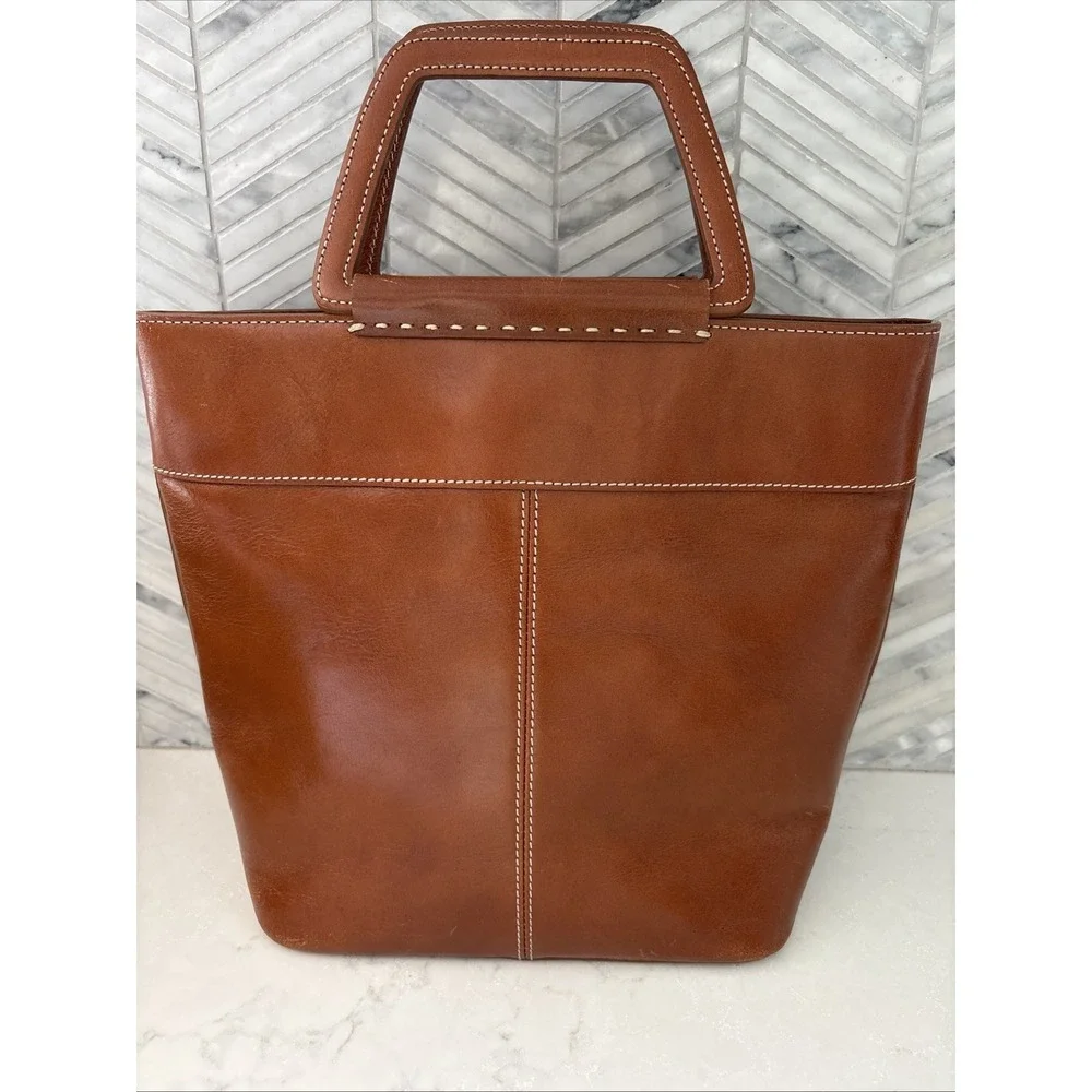 FOSSIL Vintage Luggage Brown Leather Shoulder Bag Purse Clutch Hobo Bucket Boho